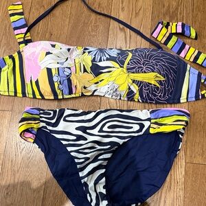 Trina Turk Navy, Yellow & Pink Mixed-Print Bikini Set
